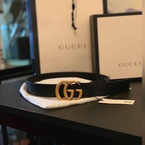 Leather belt with double G buckle - Picture 4 of 6